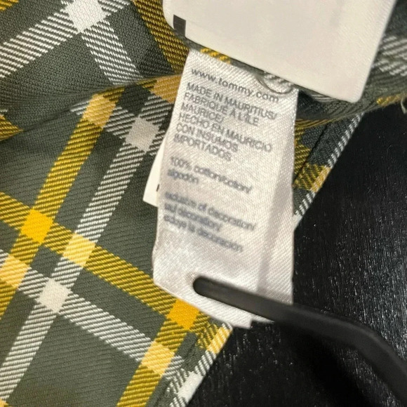 NWT Tommy Hilfiger Mens Miss Green Plaid Check Button Down Flannel Slim Small - Picture 9 of 14